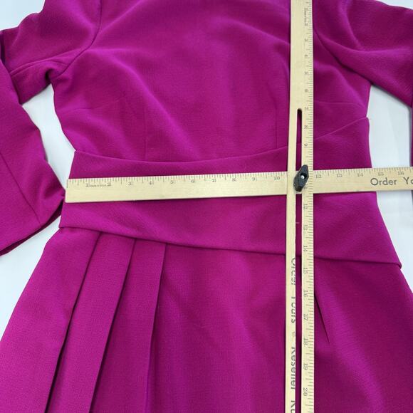 Harper Rose Dress Womens 4 Magenta Fit & Flare 3/4 Sleeve Pleated Exposed Zip - Picture 7 of 9